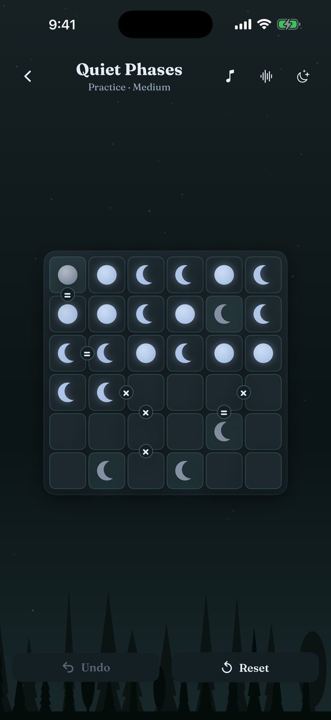 Quiet Phases — Calm moon-phase logic puzzles