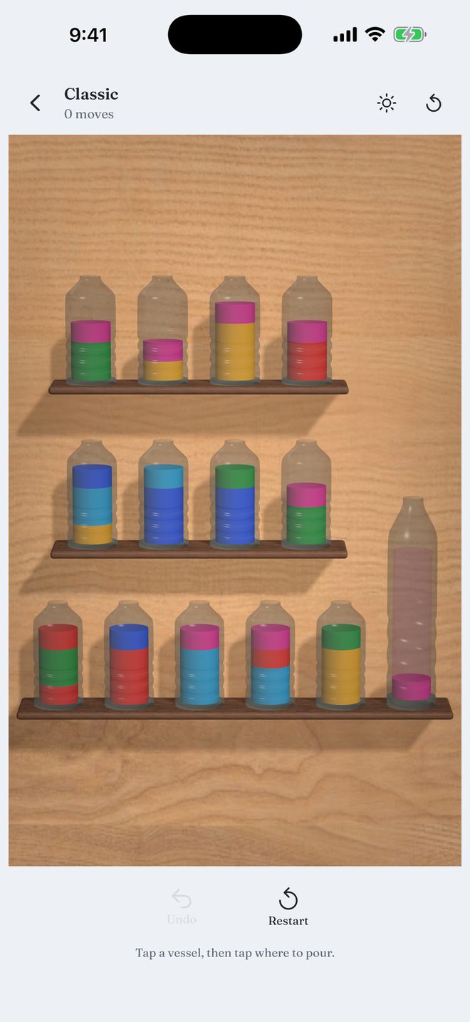 Quiet Vessels — Calm 3D liquid-sort puzzles
